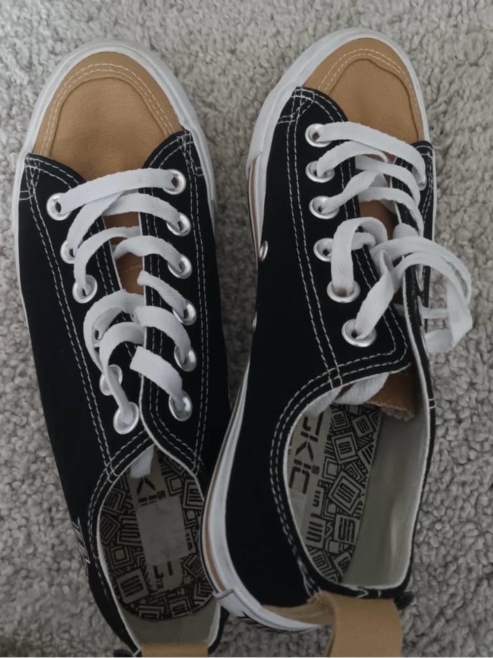 Classic Canvas Low-Top Sneakers in Black and Tan